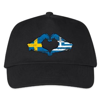 Sweden Greece Flag Hands Heart Shape Used - Kids’ Baseball Cap - black - Front