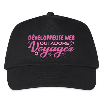Développeuse web globe-trotteuse passionnée voyage - Casquette de baseball Enfant - noir - Devant