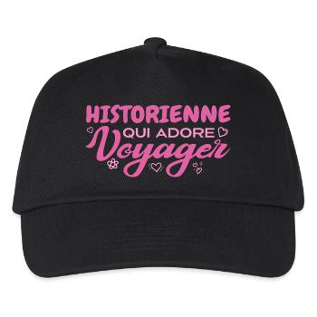 Globe-trotting historian with a passion for travel - Kids’ Baseball Cap - black - Front