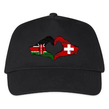 Kenia Schweiz Hände Herzform used - Kinder Basecap - Schwarz - Vorne