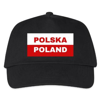 Polnische Flagge - Kinder Basecap - Schwarz - Vorne