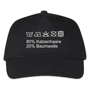 Katzen Waschhinweis Katzenhaare Baumwolle - Kinder Basecap - Schwarz - Vorne
