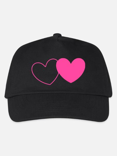 rosarotes Herz Herz rosa rot Herz pink Herzmuster - Kinder Basecap - Schwarz
