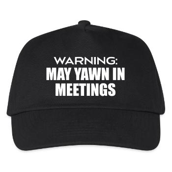 warning : may yawn in meetings - Kids’ Baseball Cap - black - Front