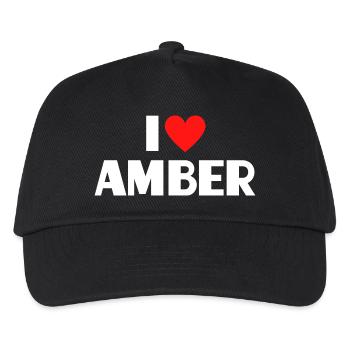 I Love Amber Red Heart Retro Statement - Kids’ Baseball Cap - black - Front