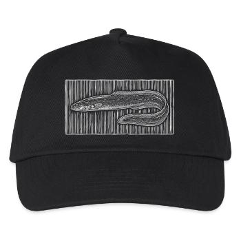 Vintage Aal Woodcut – Classic Angler Design - Kinder Basecap - Schwarz - Vorne