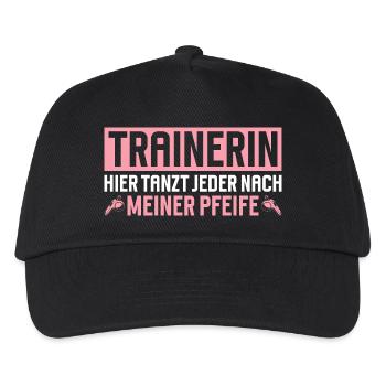 Trainerin Hier tanzt jeder nach meiner Pfeife - Kinder Basecap - Schwarz - Vorne
