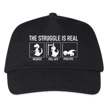 The Struggle Is Real Dino Gym Shirt - Kids’ Baseball Cap - black - Front