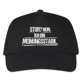 Stur Nein ich bin meinungsstabil Lustiger Spruch - Kinder Basecap - Schwarz - Vorne