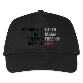 birthplace earth love human freedom peace - Kinder Basecap - Schwarz - Vorne