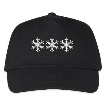 3 Schneeflocken 3 Snowflakes Weihnachten Christmas - Kinder Basecap - Schwarz - Vorne