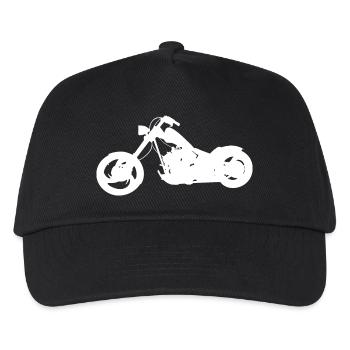 Silhouette Chopper Motorrad weiß - Kinder Basecap - Schwarz - Vorne
