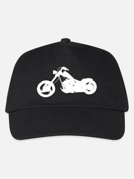 Silhouette Chopper Motorrad weiß - Kinder Basecap - Schwarz