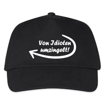 Von Idioten umzingelt. Spruch, Geschenkidee - Kinder Basecap - Schwarz - Vorne