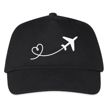 Airplane flyer with heart in white - Kids’ Baseball Cap - black - Front