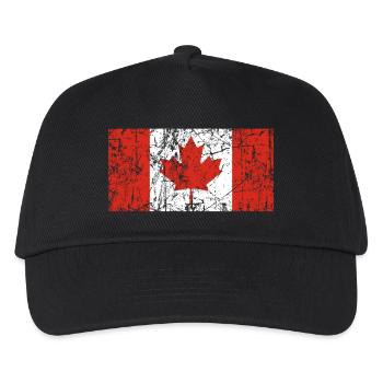Kanada Flagge Vintage-Effekt - Kinder Basecap - Schwarz - Vorne