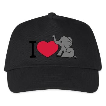 elefant i love liebe herz sitzend suess kalb klein - Kinder Basecap - Schwarz - Vorne