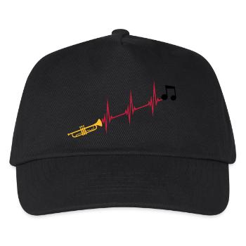 Musical note heartbeat trumpet - Kids’ Baseball Cap - black - Front