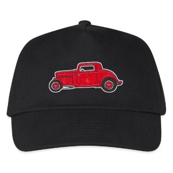 Hot Rod rot, Street Rod, Design von Mondwinkel - Kinder Basecap - Schwarz - Vorne
