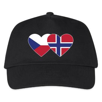 Tschechien Norwegen Flagge Herz - Kinder Basecap - Schwarz - Vorne