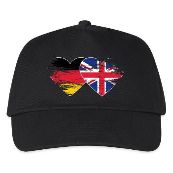 Germany United Kingdom flag used heart - Kids’ Baseball Cap - black - Front