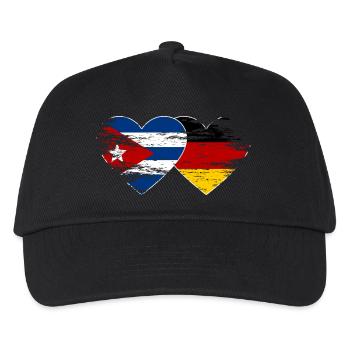 Kuba Deutschland Flagge used Herz - Kinder Basecap - Schwarz - Vorne