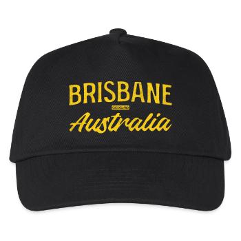 Brisbane Australien Gelb Typografie - Kinder Basecap - Schwarz - Vorne