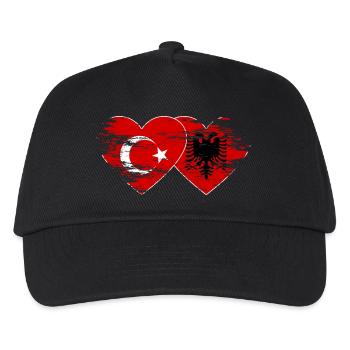 Türkei Albanien Flagge Herz used - Kinder Basecap - Schwarz - Vorne