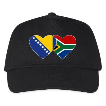 Bosnien Südafrika Flagge Herz - Kinder Basecap - Schwarz - Vorne