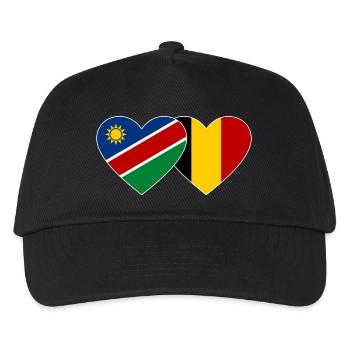 Namibia Belgien Flagge Herz - Kinder Basecap - Schwarz - Vorne