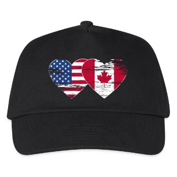 États-Unis, Canada, Drapeau Coeur Utilisé - Casquette de baseball Enfant - noir - Devant