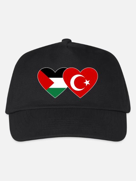 Palästina Türkei Flagge Herz - Kinder Basecap - Schwarz