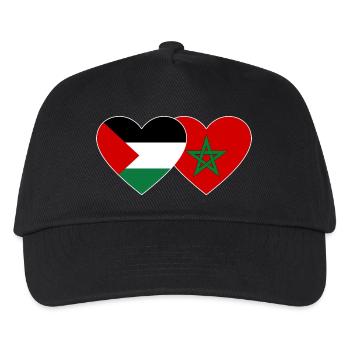 Palästina Marokko Flagge Herz - Kinder Basecap - Schwarz - Vorne