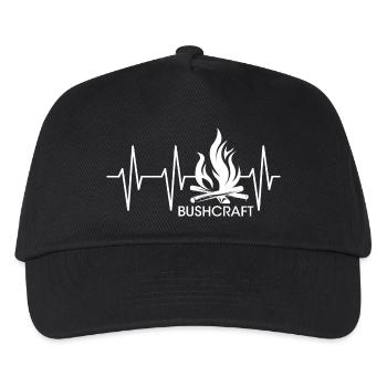 bushcraft herzschlag Puls Feuer Survival Outdoor - Kinder Basecap - Schwarz - Vorne