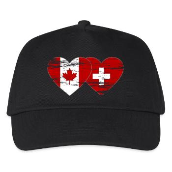 Canada Suisse Drapeau Coeur Utilisé - Casquette de baseball Enfant - noir - Devant