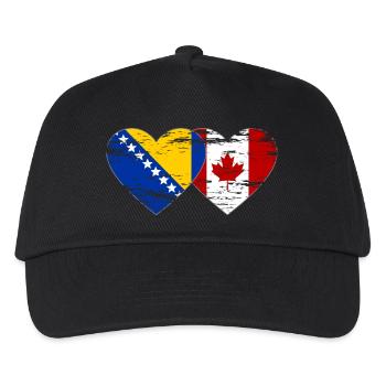 Coeur de drapeau de la Bosnie et du Canada utilisé - Casquette de baseball Enfant - noir - Devant