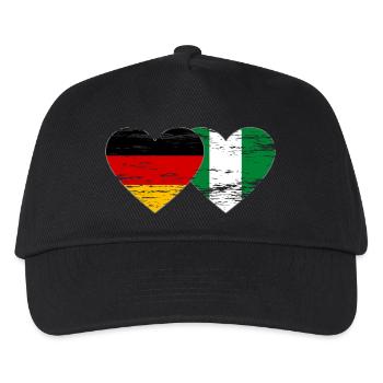 Germany Nigeria flag heart used - Kids’ Baseball Cap - black - Front