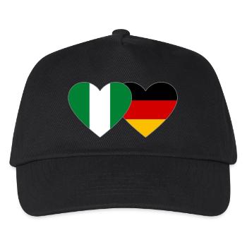 Nigeria Deutschland Flagge Herz - Kinder Basecap - Schwarz - Vorne