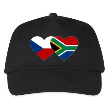 Tschechien Südafrika Flagge Herz - Kinder Basecap - Schwarz - Vorne