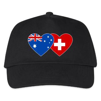 Australien Schweiz Flagge Herz Flagge - Kinder Basecap - Schwarz - Vorne