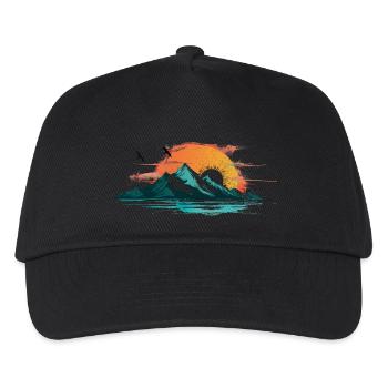 Abstrakte Berglandschaft im Sonnenuntergang - Kinder Basecap - Schwarz - Vorne