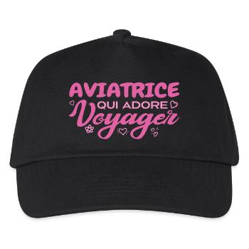 Aviatrice globe-trotteuse passionnée de voyages - Casquette de baseball Enfant - noir - Devant