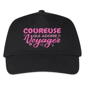Globetrotter runner with a passion for travel - Kids’ Baseball Cap - black - Front