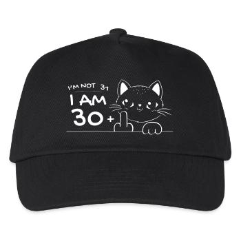 I'm Not 31, I Am 30 Plus 1 Middle Finger Cat Flip - Kids’ Baseball Cap - black - Front