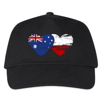 Australien Polen Flagge Herz used - Kinder Basecap - Schwarz - Vorne