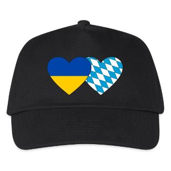 Ukraine Bavaria Flag Heart - Kids’ Baseball Cap - black - Front