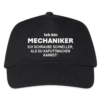 Ich bin Mechaniker schneller als kaputt - Kinder Basecap - Schwarz - Vorne