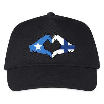 Somalia Finnland Flagge Hände Herzform - Kinder Basecap - Schwarz - Vorne