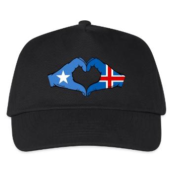 Somalia Island Flagge Hände Herzform - Kinder Basecap - Schwarz - Vorne
