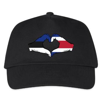 Estland Costa Rica Flagge Hände Herzform - Kinder Basecap - Schwarz - Vorne